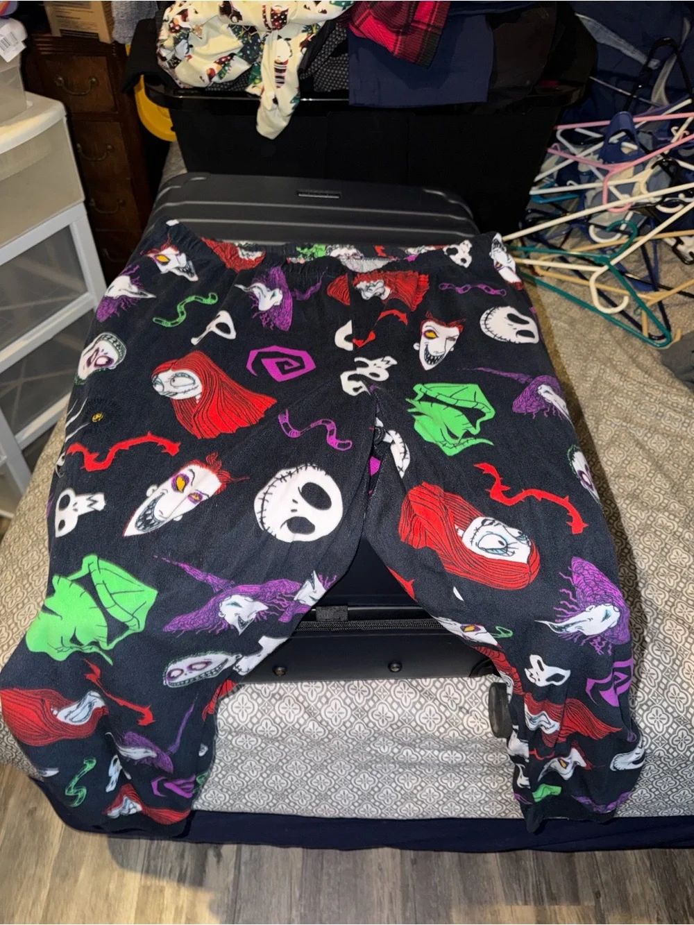 Disney pajama set with Black Long-Sleeve Tee with Multicolor Sally Graphic